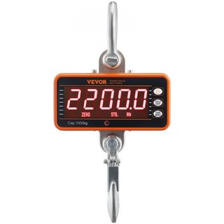 Báscula de Grúa Digital, 2200 lbs/1000 kg, Báscula Colgante Industrial de Alta Resistencia con Control Remoto, Caja de Aluminio Fundido y Pantalla LED, Alta Precisión para Construcción, Fábrica, G...