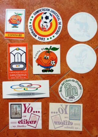 Lote Pegatinas vintage España 82, Barcelona 92..