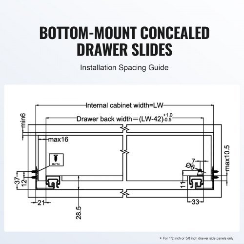 6 Coppie di Guide Laterali per Cassetti da 533.4mm, Guide di Estensione in Acciaio ad Alta Resistenza, Guide Silenziose a Chiusura Morbida per Armadi Cucina con...