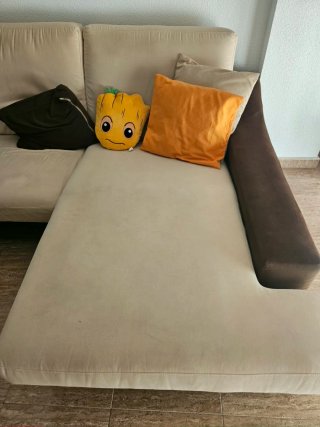 Sofá Chaiselongue Beige y Marrón