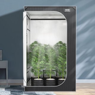 Carpa de Cultivo 4x4, 122 x 122 x 203 cm, Carpa Hidropónica de Mylar Reflectante 2000D con Ventana de Observación, Bolsa de Herramientas y Bandeja de Suelo para el Cultivo de Plantas de Interior