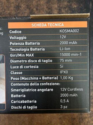 Smerigliatrice angolare cordless Kombo 12V