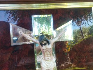 Cuadro Cristo Espejo Fondo Marrón