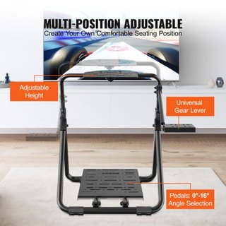 Soporte de Volante de Carreras Plegable, Base Universal Ajustable en Altura Compatible con Logitech y Thrustmaster Volante y Pedales, Estructura Resistente para Asientos Estándar GT/Formula Portátil
