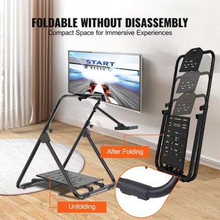 Soporte de Volante de Carreras Plegable, Base Universal Ajustable en Altura Compatible con Logitech y Thrustmaster Volante y Pedales, Estructura Resistente para Asientos Estándar GT/Formula Portátil