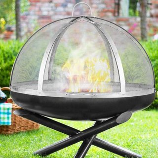 Tapa de Chispas para Fogata, Diámetro de 30", Cubierta Redonda para Anillo de Fogata al Aire Libre, Accesorios de Cubierta de Metal para Fogata, Cubiertas de Anillo de Acero Inoxidable de Fácil Ap...