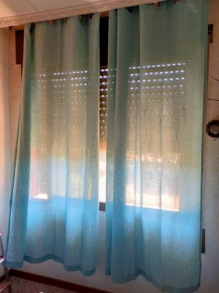 Cortinas Ojal Azul Turquesa 225x140 tipo lino