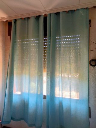 Cortinas Ojal Azul Turquesa 225x140 tipo lino