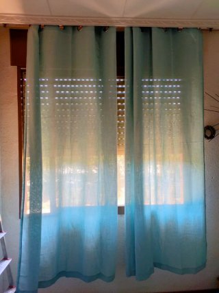 Cortinas Ojal Azul Turquesa 225x140 tipo lino