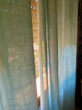Cortinas Ojal Azul Turquesa 225x140 tipo lino