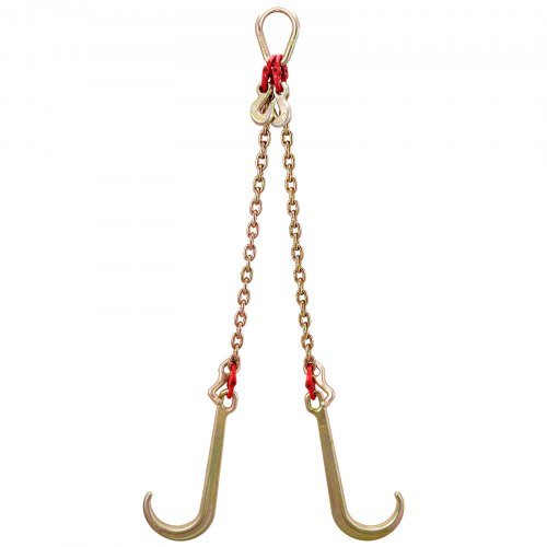Cadena V Bridle, catena da traino da 8 mm x 60 cm, catena di trasporto V-Bridle grado 80, resistenza alla rottura 4898 kg con ganci TJ e ganci granchio, connettore di collegamento e...