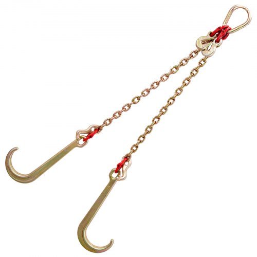Cadena V Bridle, catena da traino da 8 mm x 60 cm, catena di trasporto V-Bridle grado 80, resistenza alla rottura 4898 kg con ganci TJ e ganci granchio, connettore di collegamento e...