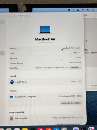 MacBook Air M4 13.6 16GB RAM 256GB SSD Azul