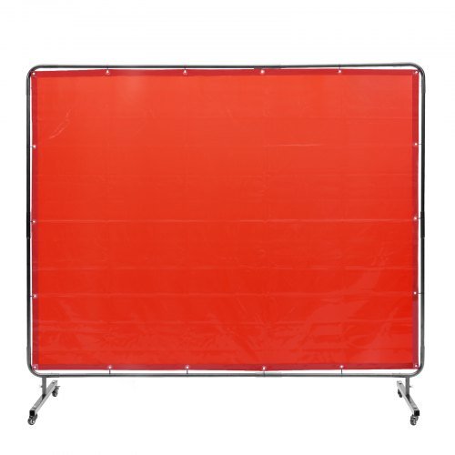 Schermo per Saldatura con Telaio, Schermo per Saldatura a Tenda da 1,83 x 2,44 m, Schermo Protettivo per Saldatura in Vinile Resistente al Fuoco su 4 Ruote Girevoli (2 Bloccabili), Mobil...
