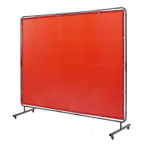 Schermo per Saldatura con Telaio, Schermo per Saldatura a Tenda da 1,83 x 2,44 m, Schermo Protettivo per Saldatura in Vinile Resistente al Fuoco su 4 Ruote Girevoli (2 Bloccabili), Mobil...