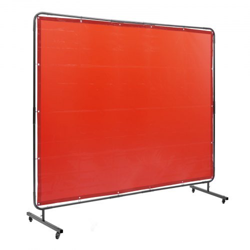 Schermo per Saldatura con Telaio, Schermo per Saldatura a Tenda da 1,83 x 2,44 m, Schermo Protettivo per Saldatura in Vinile Resistente al Fuoco su 4 Ruote Girevoli (2 Bloccabili), Mobil...