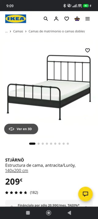 Cama 135cm con somier y colchón