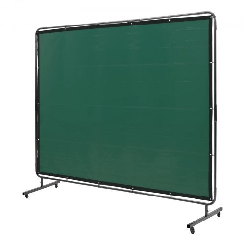 Schermo di saldatura con telaio, schermo per tenda di saldatura da 1,83 x 2,44 m, schermo protettivo in vinile resistente al fuoco su 4 ruote girevoli (2 bloccabili), mov...