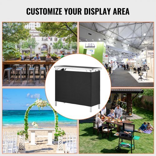 Tavolo da Mostra Pieghevole per Fiere, 97,5 × 38,5 × 87 cm, Banco Espositivo per Stand con Parete, Tavolo da Bar Promozionale con Scaffale e Borsa