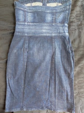 Vestido vaquero strapless Bershka Talla S