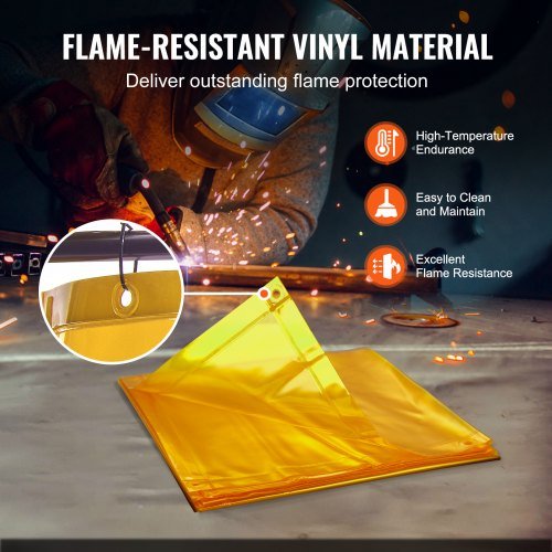 Schermo per Saldatura con Telaio, Schermo per Saldatura a Tenda da 6' x 6', Schermo Protettivo per Saldatura in Vinile Resistente al Fuoco su 4 Ruote Girevoli (2 Bloccabili), Mobile e P...
