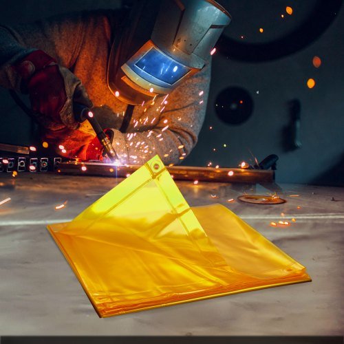 Schermo per Saldatura con Telaio, Schermo per Saldatura a Tenda da 6' x 6', Schermo Protettivo per Saldatura in Vinile Resistente al Fuoco su 4 Ruote Girevoli (2 Bloccabili), Mobile e P...
