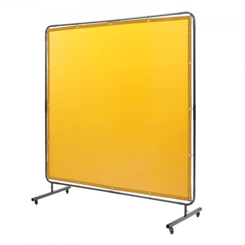 Schermo per Saldatura con Telaio, Schermo per Saldatura a Tenda da 6' x 6', Schermo Protettivo per Saldatura in Vinile Resistente al Fuoco su 4 Ruote Girevoli (2 Bloccabili), Mobile e P...
