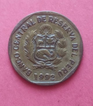 Moneda 10 Céntimos Perú de 1992 Moneda con puntos