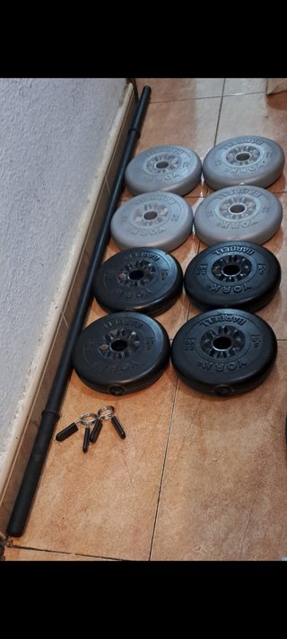 PESAS KIT BARRA Y DISCOS 20KG