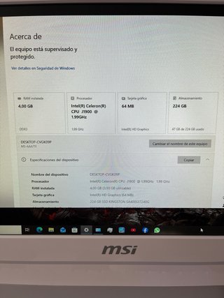Ordenador MSI TODO EN UNO Intel x 4 Windows10 WIFI