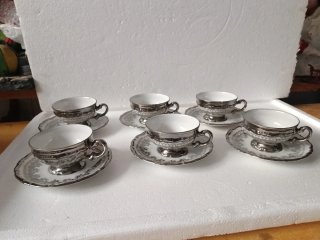 Servizio 6 tazze caffè porcellana vintage