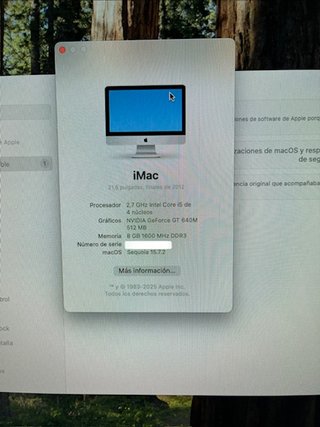 iMac 2012 bien conservado. sin teclado y raton