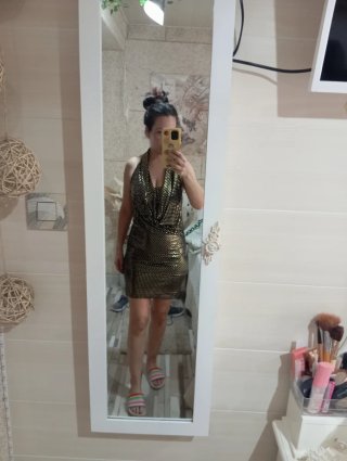 Vestido de fiesta dorado talla S