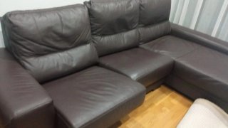 Sofá 3 plazas marrón piel sintética