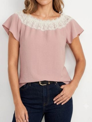 Blusa rosa con encaje vintage Talla M