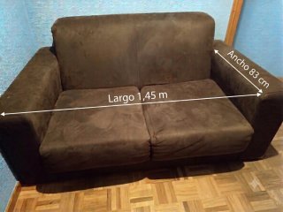 Sofá 2 plazas marrón 1,45m x 83cm