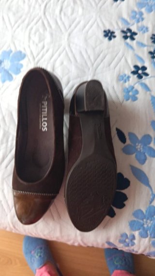 Zapatos Pitillos Azul Marino y Dorado