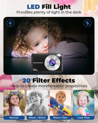 SIN ABRIR Cámara Digital para Niños 1080P 44MP