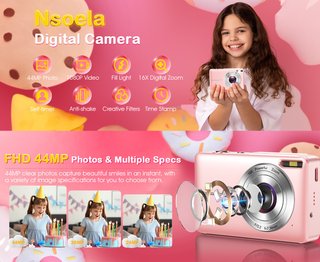 SIN ABRIR Cámara Digital para Niños 1080P 44MP