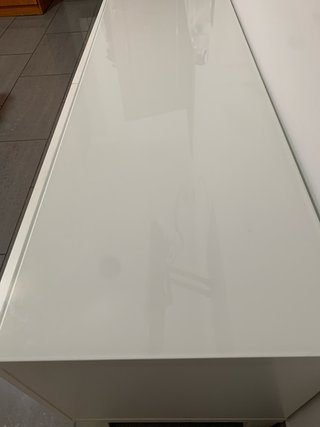 Mueble TV blanco Madera y Cristal