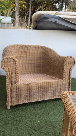 Conjunto ratán sintético 2 sillones, mesa  y sofá