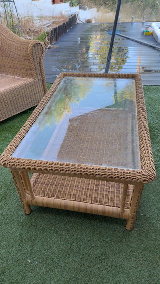 Conjunto ratán sintético 2 sillones, mesa  y sofá