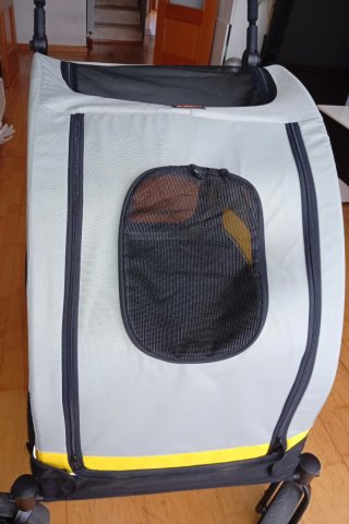 Carro plegable de paseo para perros gris/amarillo