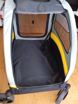 Carro plegable de paseo para perros gris/amarillo