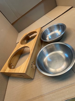 Comedero doble para perros/gatos de bambú