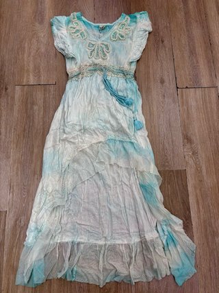 Vestido boho blanco y azul