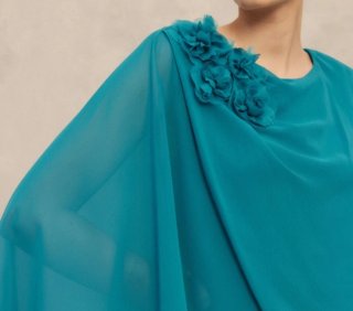 Vestido fiesta verde turquesa con flores