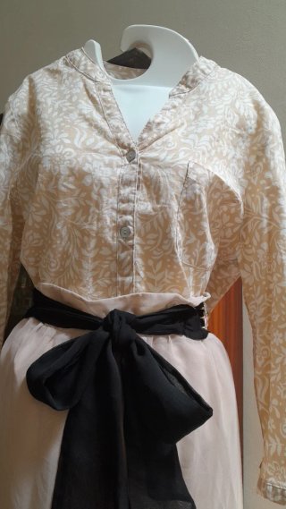 Gonna poliestere + camicia lino/cotone
