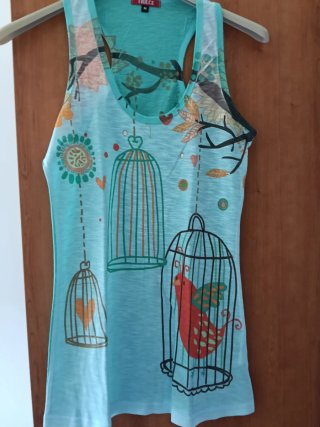 Camiseta tirantes TRILCE M pájaros y jaulas