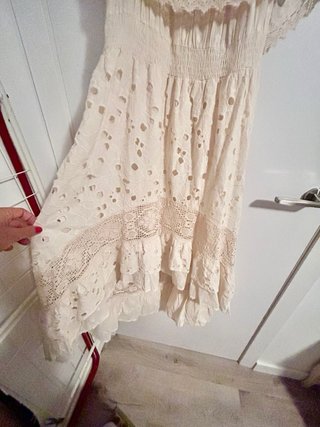Vestido Boho Beige Encaje Talla Única